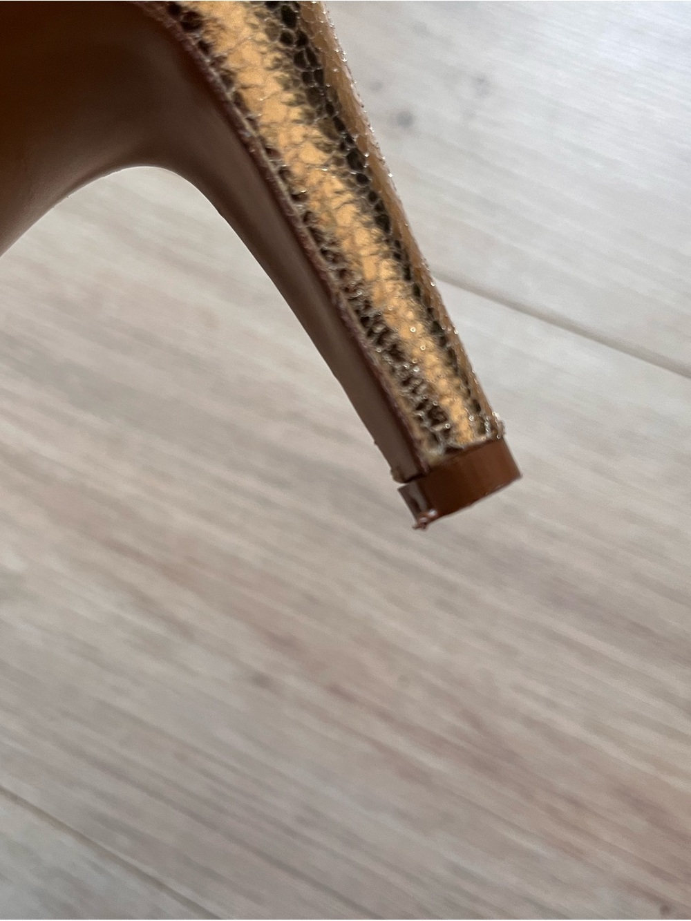 Sezane Gold Metallic Woven T-Strap Heels - Picture 13 of 13